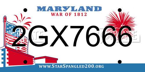 2GX7666 Maryland License Plate