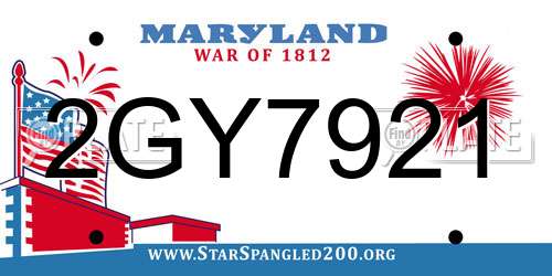 2GY7921 Maryland License Plate