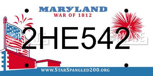 2HE542 Maryland License Plate