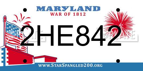 2HE842 Maryland License Plate