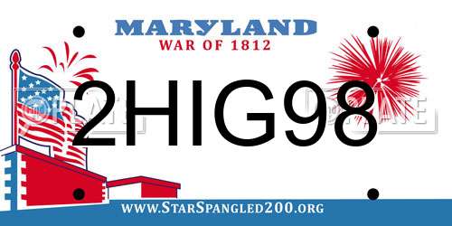 2HIG98 Maryland License Plate