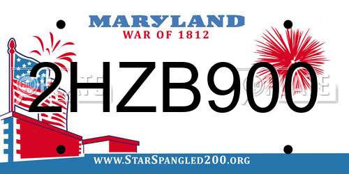 2HZB900 Maryland License Plate