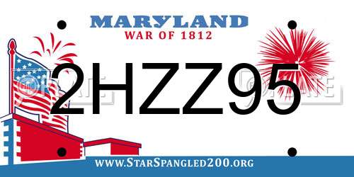 2HZZ95 Maryland License Plate
