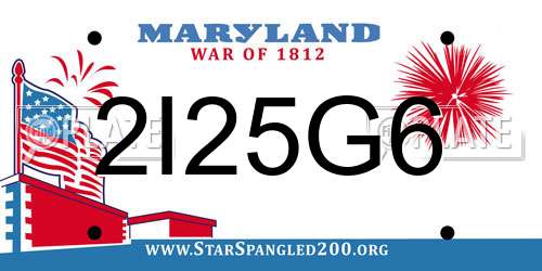 2I25G6 Maryland License Plate