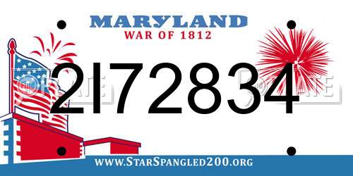 2I72834 Maryland License Plate