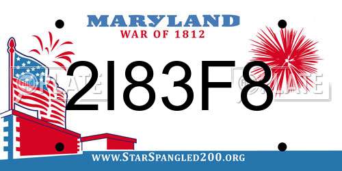 2I83F8 Maryland License Plate