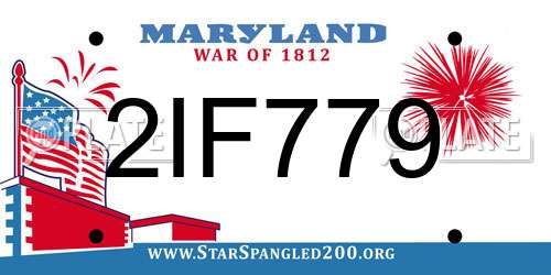 2IF779 Maryland License Plate