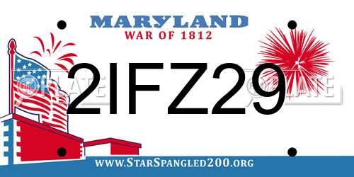 2IFZ29 Maryland License Plate