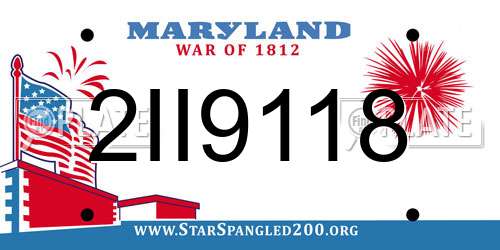2II9118 Maryland License Plate
