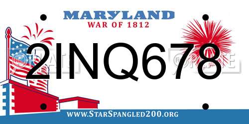 2INQ678 Maryland License Plate