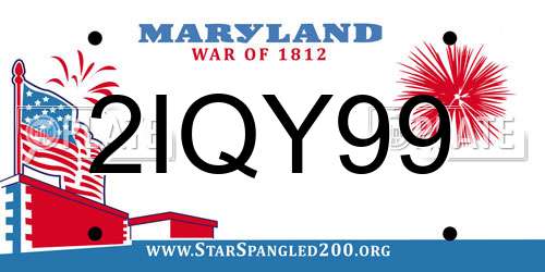 2IQY99 Maryland License Plate