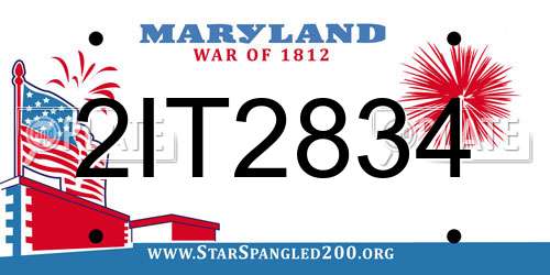 2IT2834 Maryland License Plate