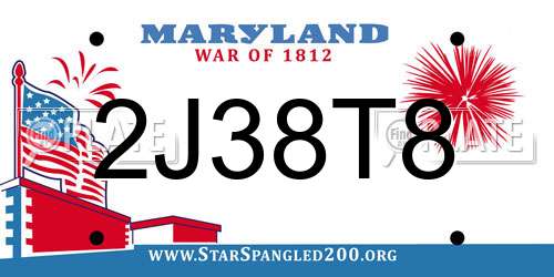 2J38T8 Maryland License Plate