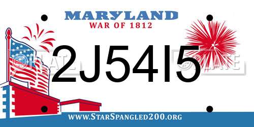 2J54I5 Maryland License Plate