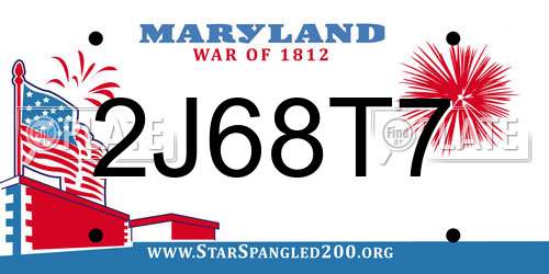 2J68T7 Maryland License Plate