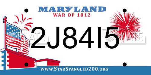 2J84I5 Maryland License Plate