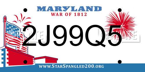 2J99Q5 Maryland License Plate
