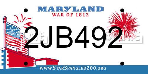 2JB492 Maryland License Plate