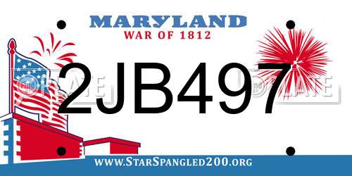 2JB497 Maryland License Plate
