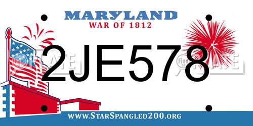 2JE578 Maryland License Plate