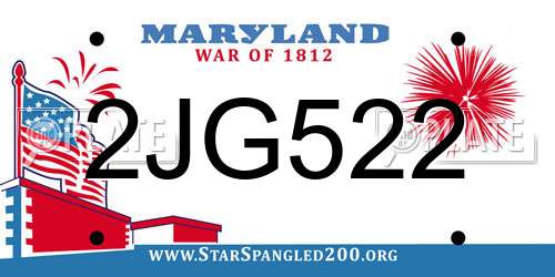 2JG522 Maryland License Plate