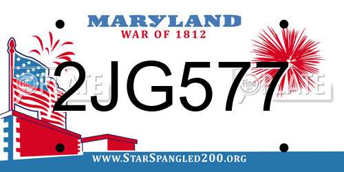 2JG577 Maryland License Plate