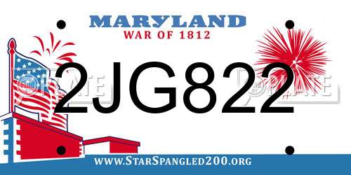 2JG822 Maryland License Plate