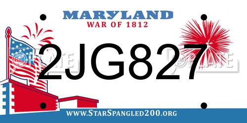 2JG827 Maryland License Plate