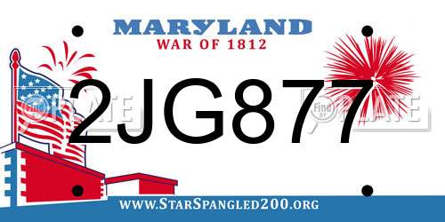 2JG877 Maryland License Plate