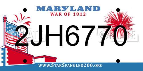 2JH6770 Maryland License Plate