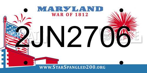 2JN2706 Maryland License Plate