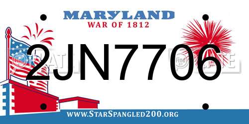 2JN7706 Maryland License Plate