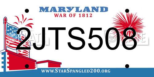 2JTS508 Maryland License Plate