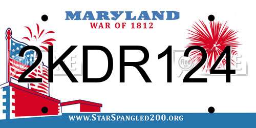2KDR124 Maryland License Plate