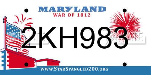 2KH983 Maryland License Plate