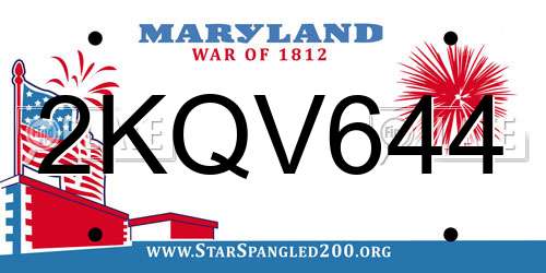 2KQV644 Maryland License Plate