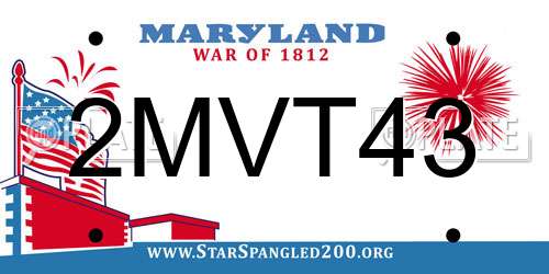 2MVT43 Maryland License Plate