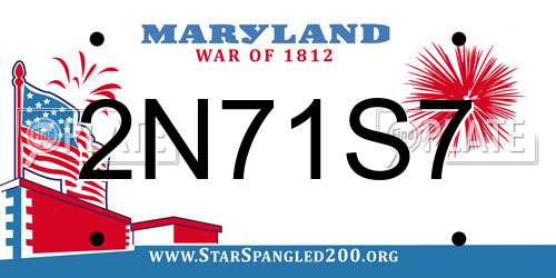 2N71S7 Maryland License Plate