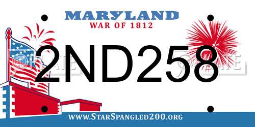 2ND258 Maryland License Plate