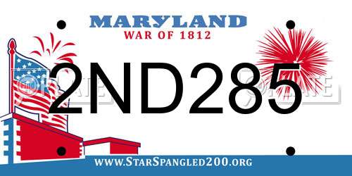 2ND285 Maryland License Plate