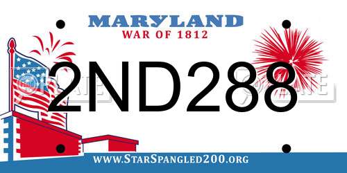 2ND288 Maryland License Plate