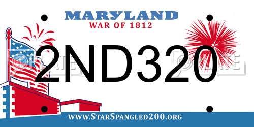 2ND320 Maryland License Plate