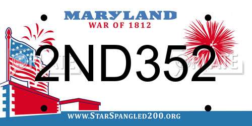 2ND352 Maryland License Plate