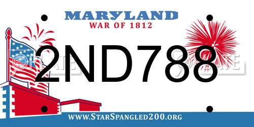 2ND788 Maryland License Plate