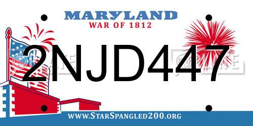 2NJD447 Maryland License Plate