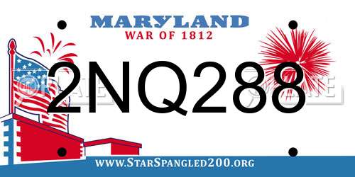 2NQ288 Maryland License Plate