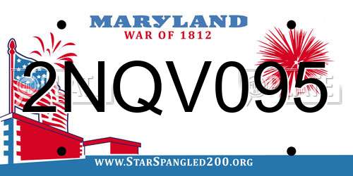 2NQV095 Maryland License Plate