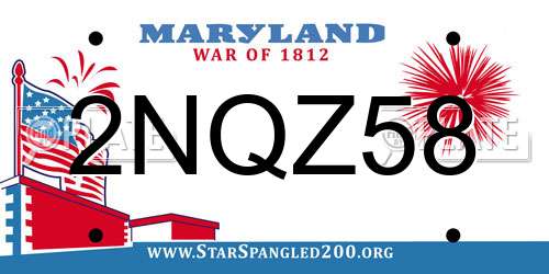 2NQZ58 Maryland License Plate
