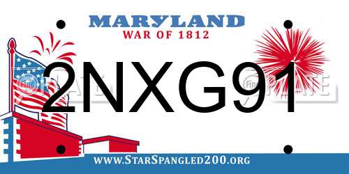 2NXG91 Maryland License Plate