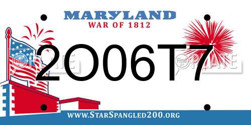 2O06T7 Maryland License Plate
